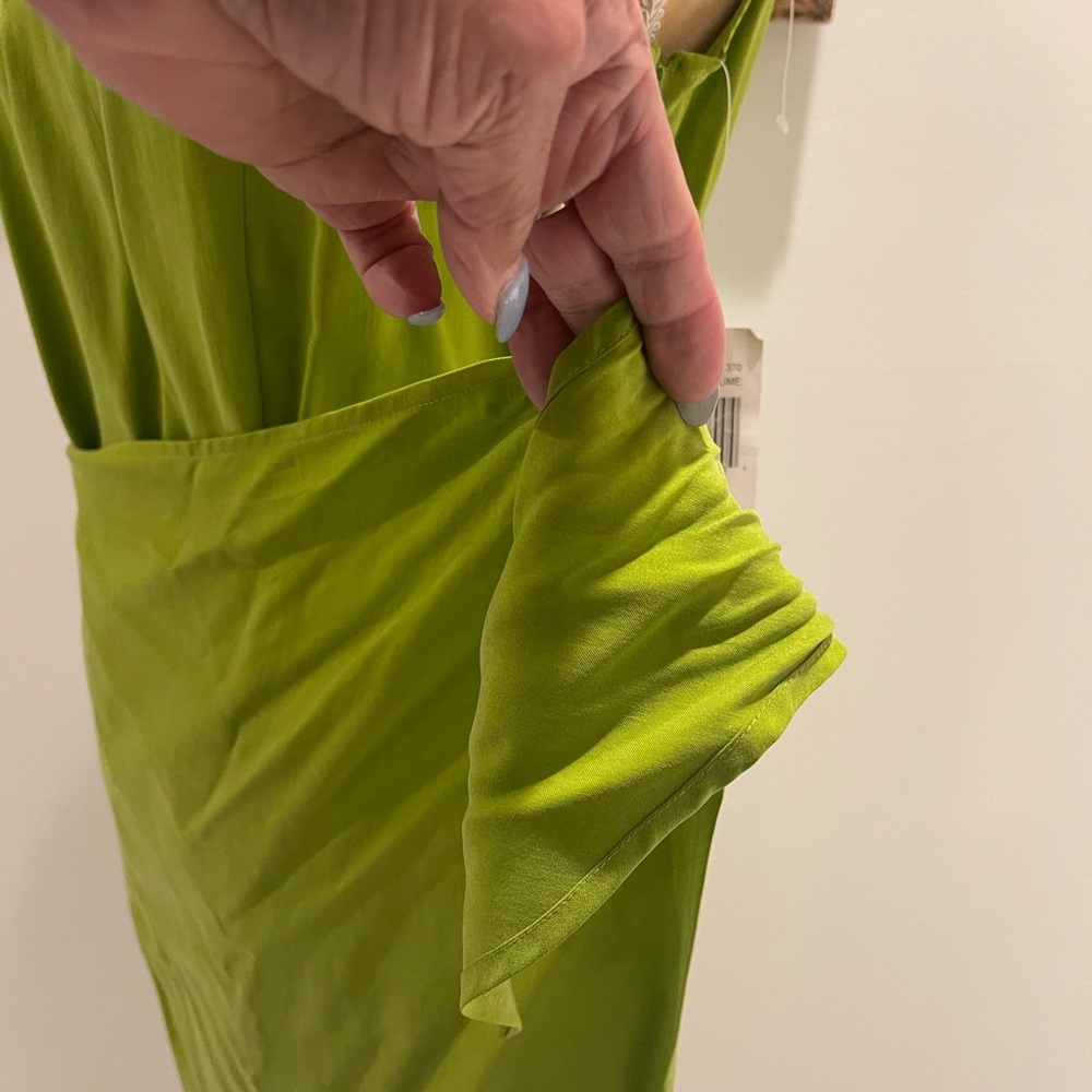 Silx by August Silk Olive Green Draped Tie-Waist Midi Dress - Picture 5 of 11